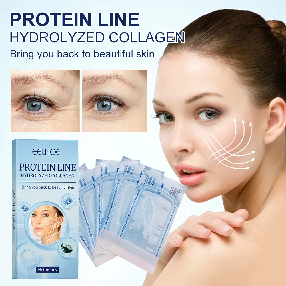 

60pcs No Neddle Anti Aging Thread Lifting Face Line Carved Gold Essence Protein Skin Absored Lines Wrinkle Remove Care