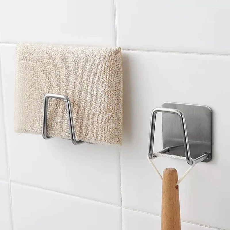 

Kitchen Sponges Holder Self Adhesive Sink Sponges Drain Drying Rack 304 Stainless Steel Storage Holder Kitchen Sink Accessories
