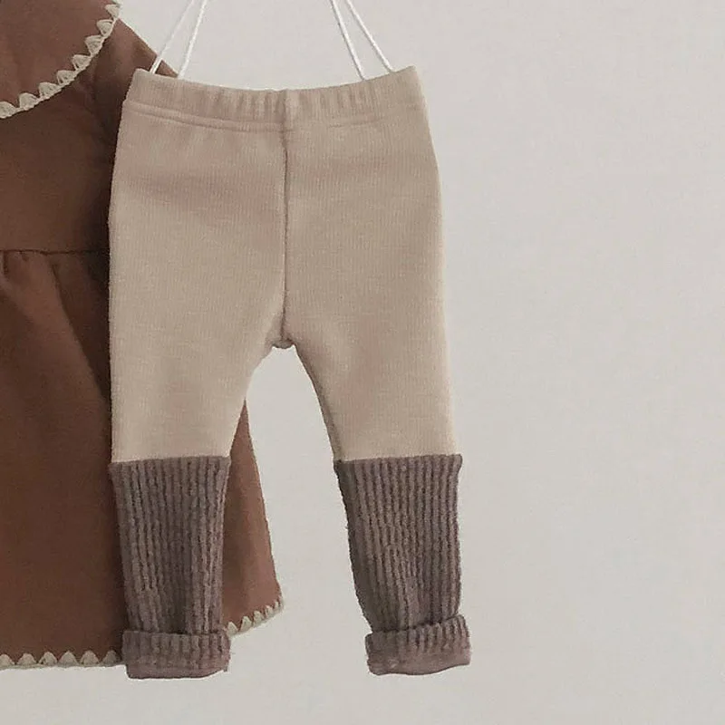 

Baby Leggings New Spring Autumn Boys Girls Cotton Patchwork Trousers Knitted Candy Color Bottoms Toddler Children Elastic Pants
