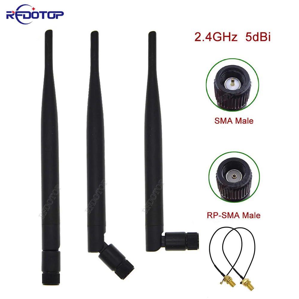 50 компл./лот 2 4 ГГц 5dBi WIFI антенна SMA RP-SMA штекерный разъем Wi-Fi для беспроводных