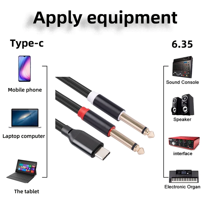 USB C к двойному 6 35 мм стерео Y-разветвителю кабеля ТРС аудио шнур для смартфона