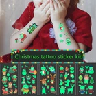 Мультяшный Санта-Клаус, одноразовая светящаяся татуировка, наклейка для детей на 2022 год, новогодние подарки, рождественские украшения, Рождество 2021