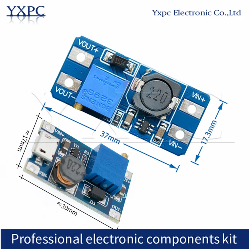 

1pcs MT3608 DC-DC Adjustable Boost Module 2A Boost Plate Step Up Module MICRO USB 2V-24V to 5V 9V 12V 28V
