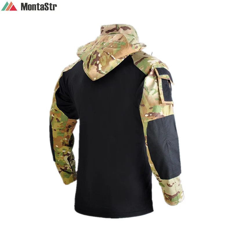 

Men's Camouflage Tactical Shirt Hooded Long Sleeve Combat Uniform CP Blue Man Army MultiCam Work Clothes