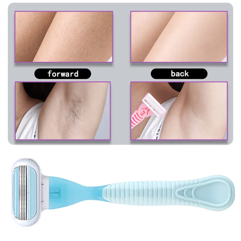 Three-layer Replaceable Blade Shaver Handle Universal Women Armpit Leg Bikini Hair Portable Shaving Razor