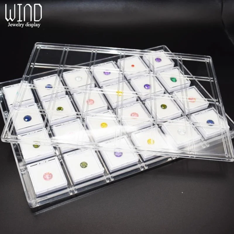 Прозрачный органайзер для хранения драгоценных камней с крышкой