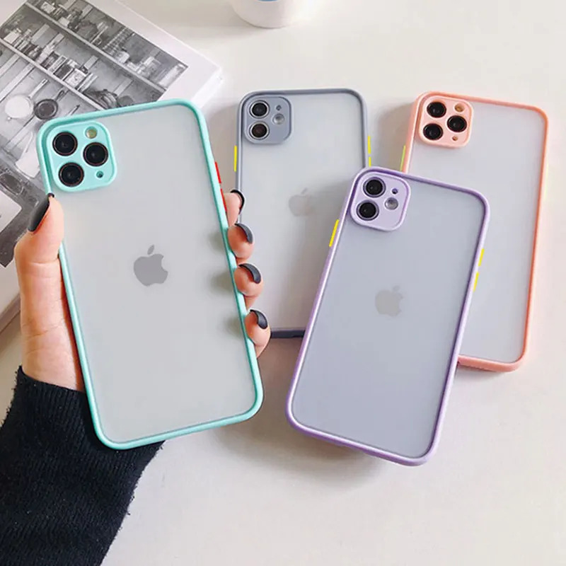 

Shockproof Silicone Protection Phone Case on For iPhone 12 Mini Pro Max XS XR SE 10 11 8 7 6s Plus Candy Color Back Cover Gift