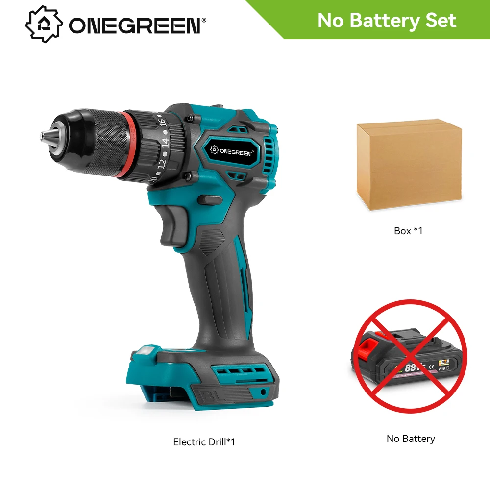 

ONEGREEN 480N.M 13 мм бесщеточная аккумуляторная дрель для Makita 18 В