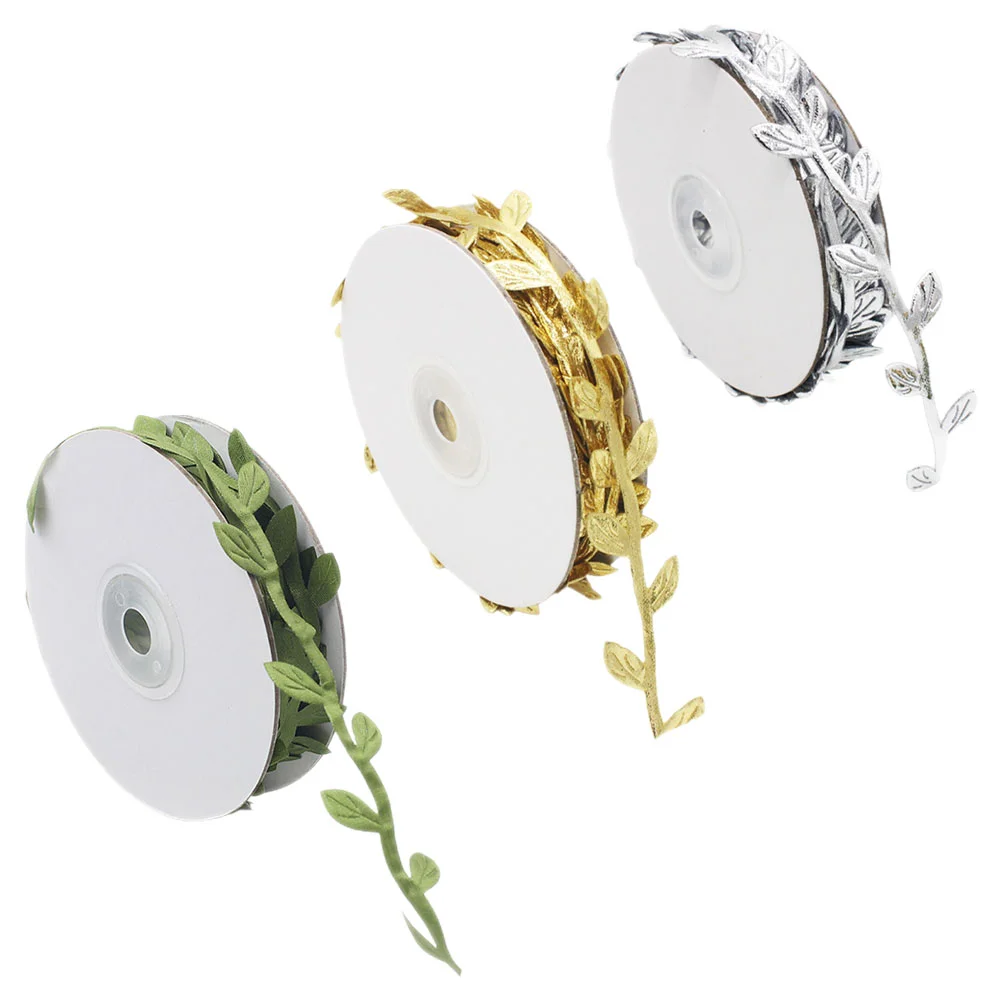 

3 Rolls Decor Wedding Crafts Ribbon Gift Wrapping Modeling Decorative Leaf Shaped