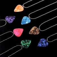 hot sale new fashion eddie guitar pick necklace heart shape ruby pendant for women men jewelry accessories