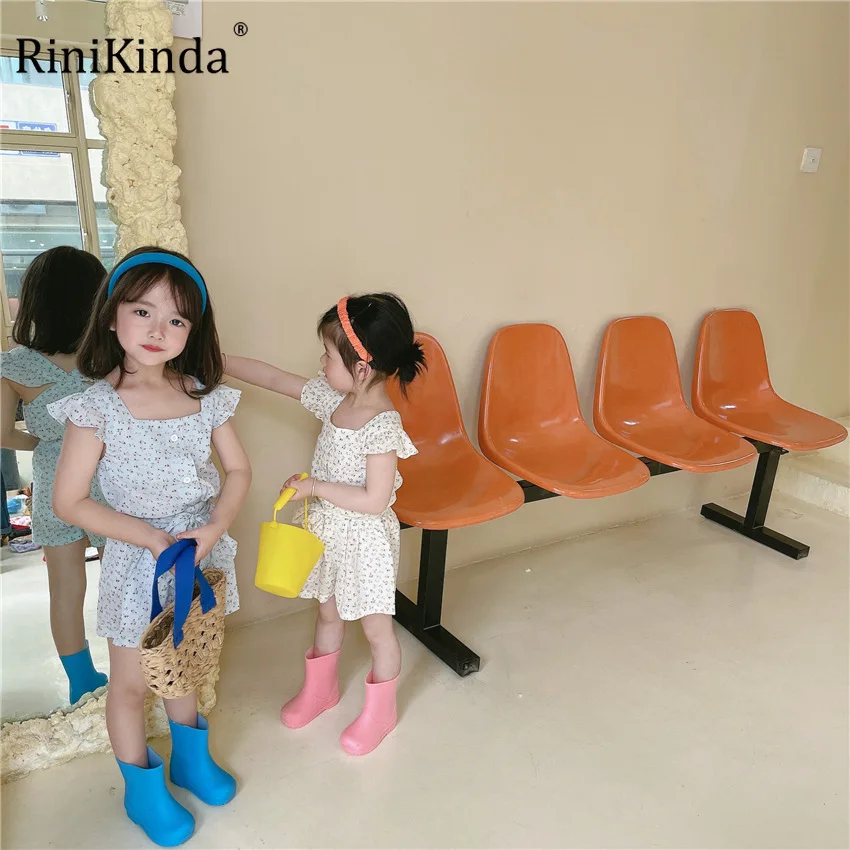 

RiniKinda Baby Clothing Set Children's Floral Short Sleeve Elastic Trousers Two Piece Suit Fashion Girls Pants Outfit