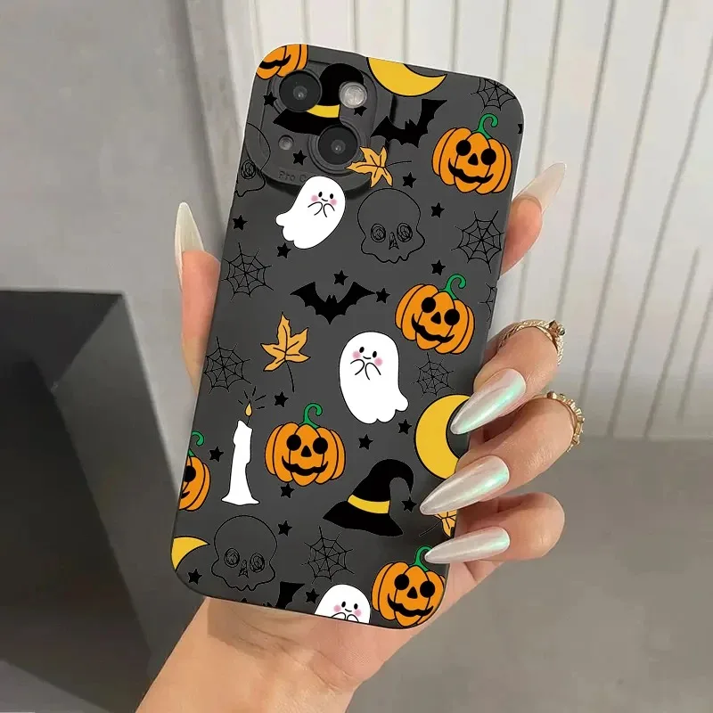 Halloween Pattern Silicone Phone Case For iPhone 15 Pro Max 14 13 12 11 XS X XR SE 2020 Mini Cover Shockproof Matte Soft