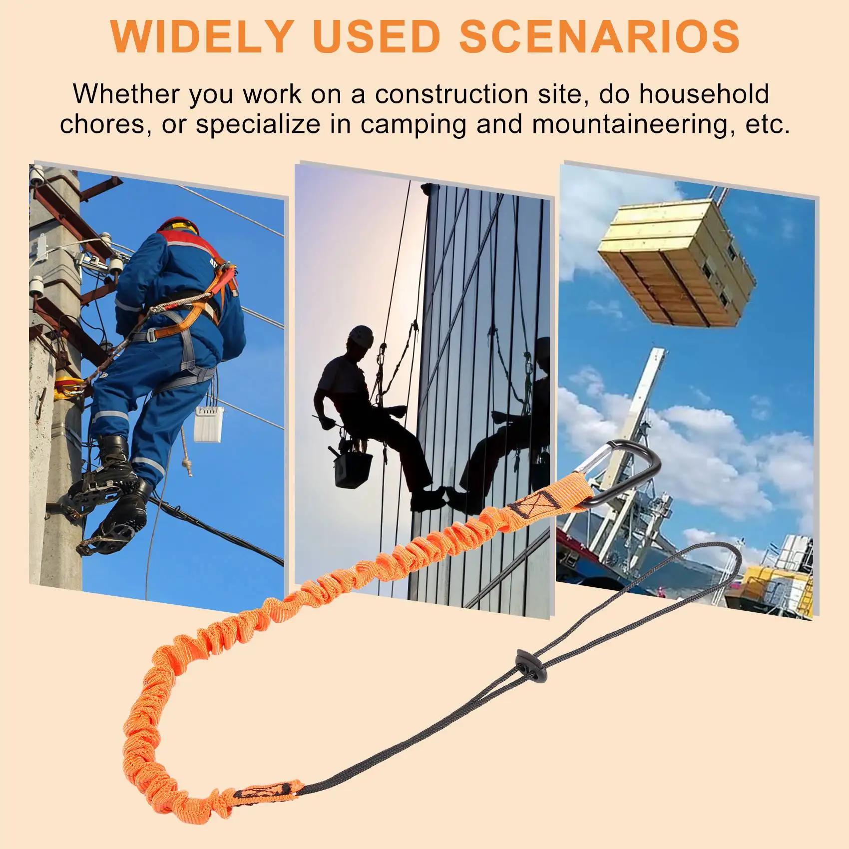 Ремешок для инструментов 3 шт. ремешок с карабином амортизирующий регулируемый