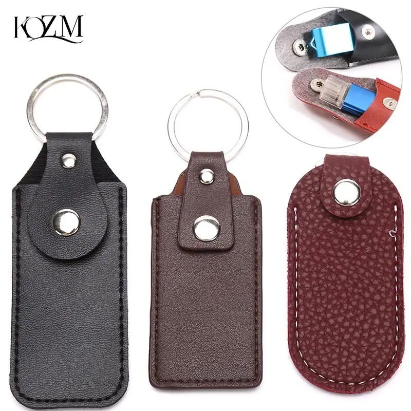 

USB Case Protective Bag Portable Pocket Leather Key Ring For Usb Flash Drive