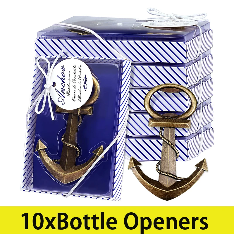 

10Pcs 3D Anchor Shaped Beer Opener Keychain Metal Three-dimensional Retro Zinc Alloy Sea Direction Anchor Beer Bottle Opener