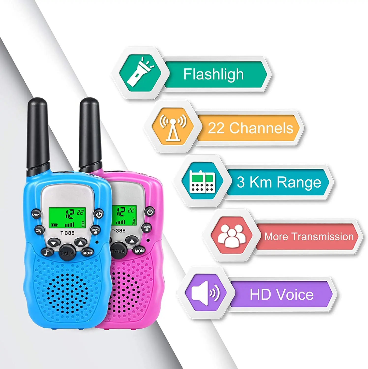 2pcs Kids Birthday Gift Child Toys For Boys Girls T388 FRS PMR Walkie Talkie Walkie Children's Two Way Radio Christmas Gifts
