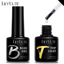 LILYCUTE-세미 퍼머넌트 UV LED 네일 폴리시 젤 7ML 베이스, 탑코트, 다채로운 젤, 네일아트, 매니큐어, 네일 광택제