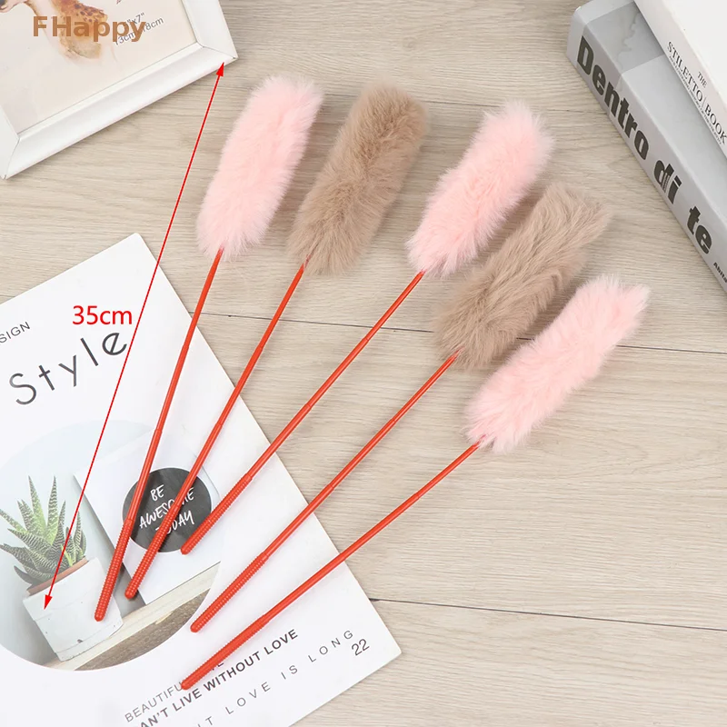 1PC Pet Cat Hairs Teaser Artificial Hairs Pet Cat Toy Fake Hair Fault Fur Teaser Wand Toy Teasers For Cat Play Fun Stick