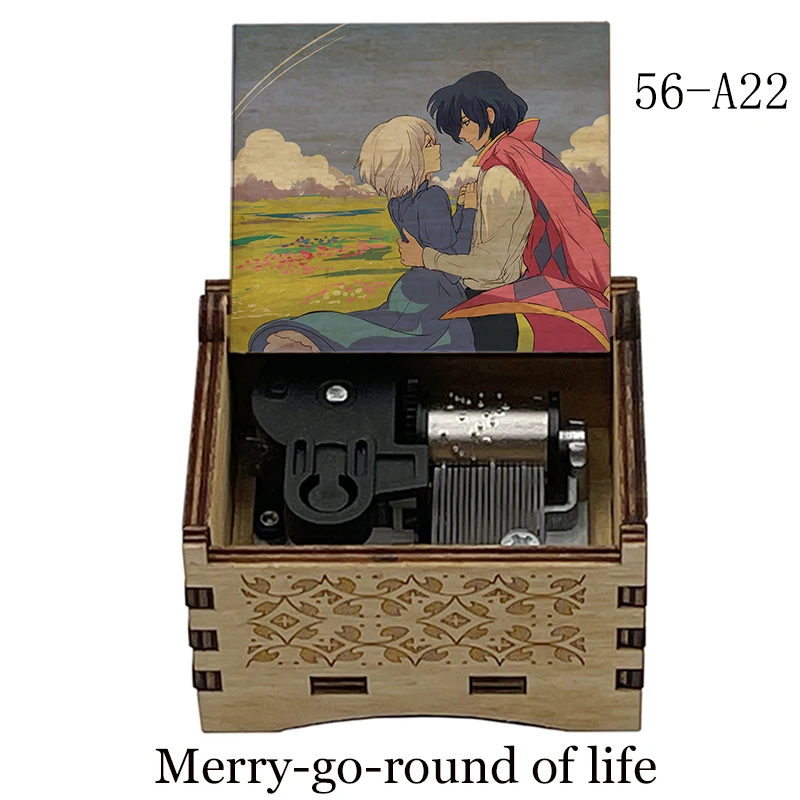 

Wooden wind up howl's moving castle Merry go round of life mechanical Music Box For Christmas Valentine's day children toys