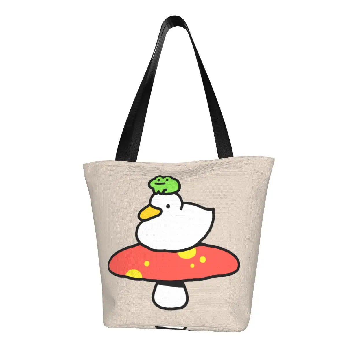 

Kawaii Duck And Frog Shopping Bag Harajuku Accessories For Female Fashion Cute Mushroom Tote Bag