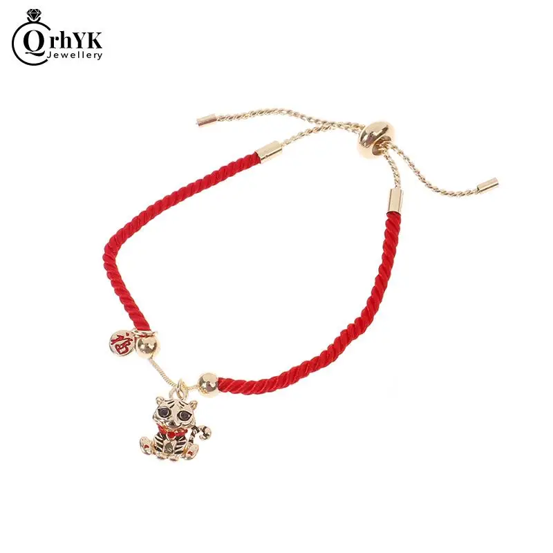 

1pc Chinese New Year Tiger Rope Red String Bracelets Handmade Craft Couple Gift Hand Jewelry For Female