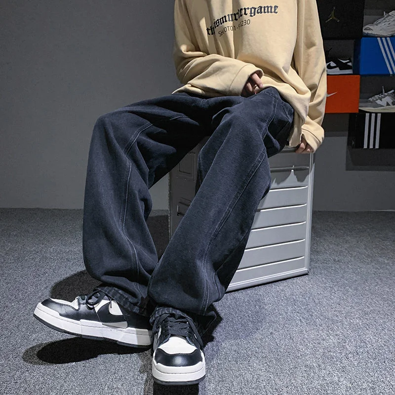 Purple Blue Black Baggy Jeans Men Fashion Casual Straight Jeans Men Streetwear Loose Hip Hop Denim Pants Mens Trousers M-5XL