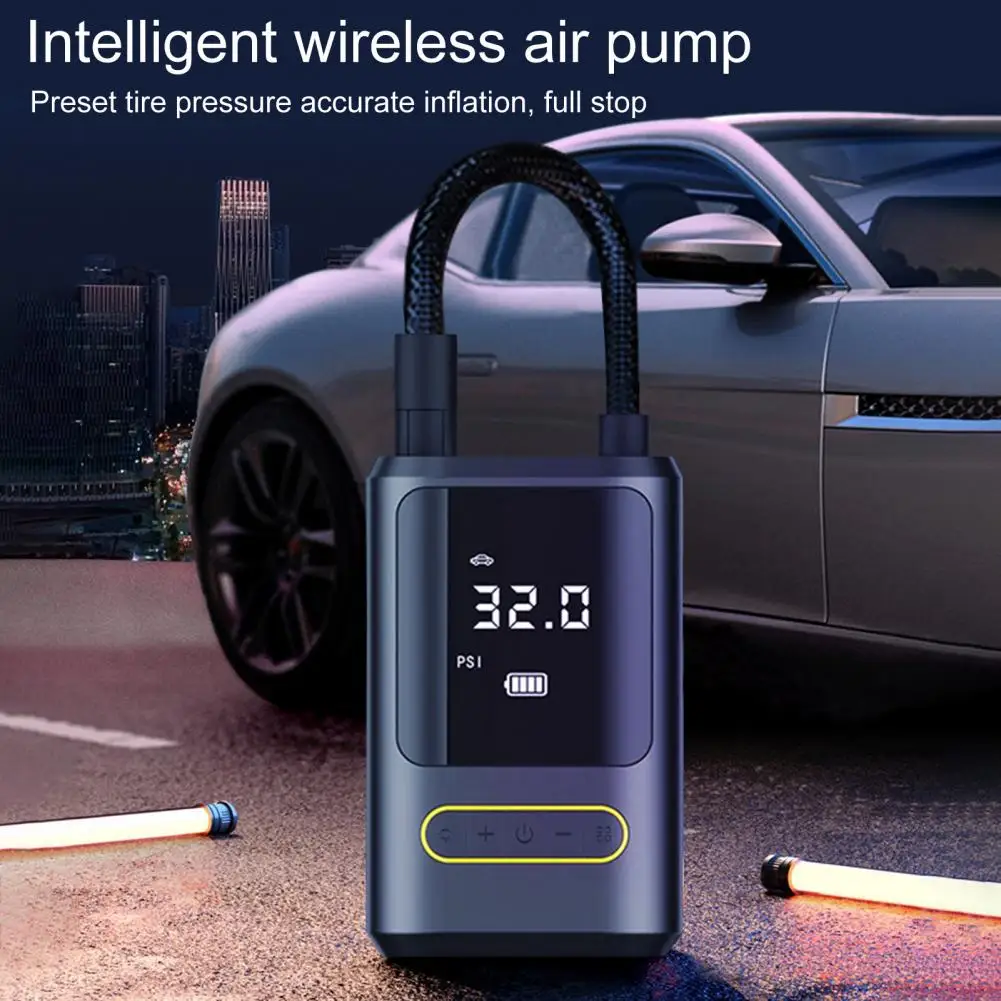 Portable Automatic Charging And Stopping With Gas Pipeline 2000mah Quick Inflation 80w Car Air Pump With Light