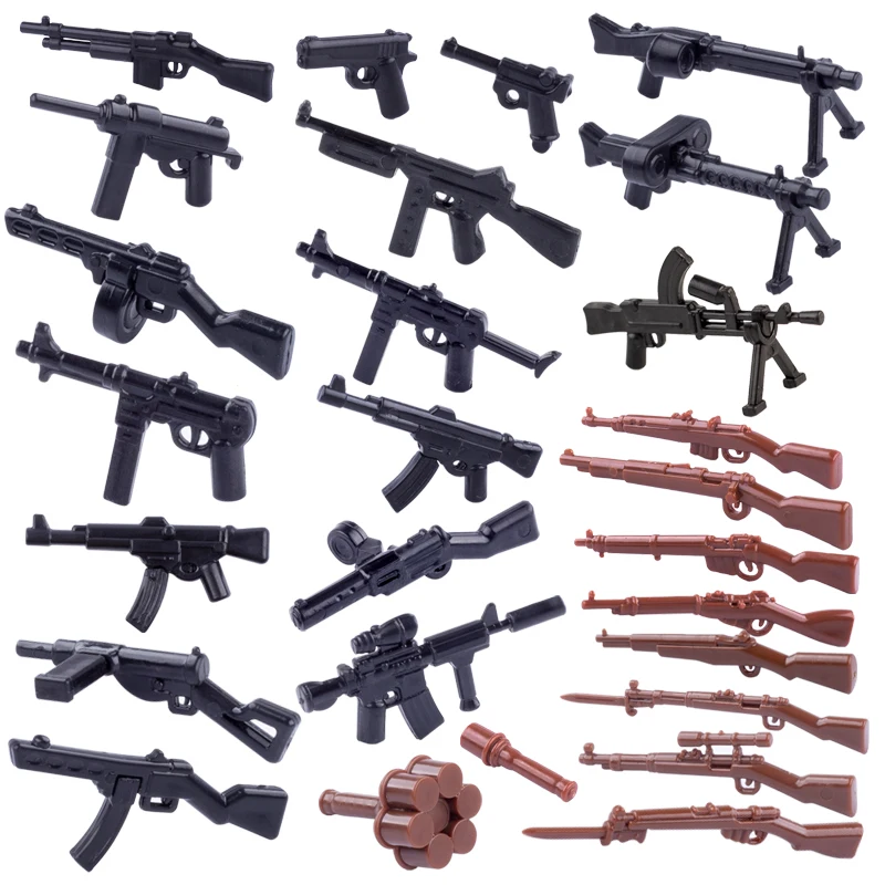 Строительные блоки военной техники Второй мировой войны с фигурками военнослужащих Спецназа SWAT, аксессуарами и оружием: винтовка 98K и ППШ. Кирпичные игрушки в подарок.