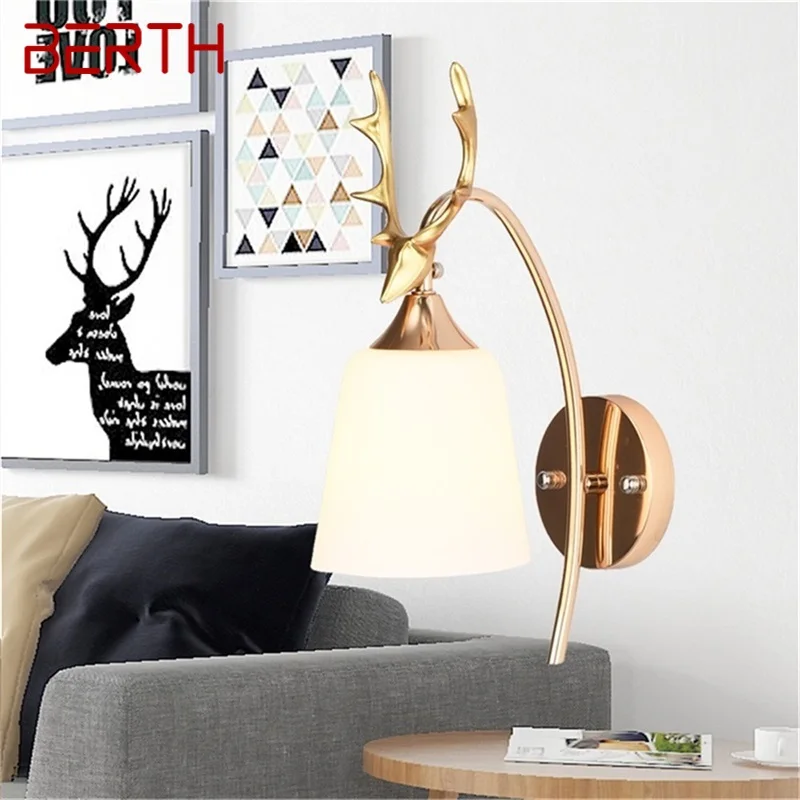 

BERTH Wall Lamps Contemporary Creative Deer head shape LED Sconces Lights Indoor For Home Balcony