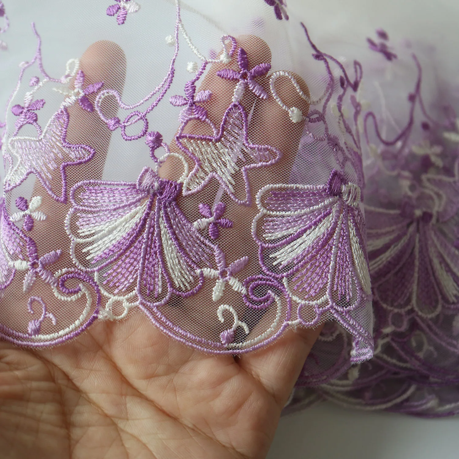 

1yard seashell embroidery lace trims for Clothes Macaron Lace Soft flower lace trimming and ribbons DIY craft sewing accessories