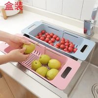 retractable sink drain basket plastic bowl and chopstick rack household kitchen bowl and dish rack fruit and vegetable storage r