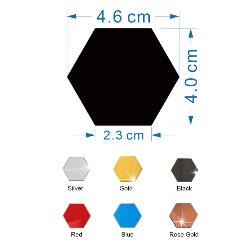12Pcs/set Hexagon Mirror Sticker Diy Wall Stickers 3D Acrylic Self-Adhesive Aisle Floor Decor Bathroom Modern Decals |