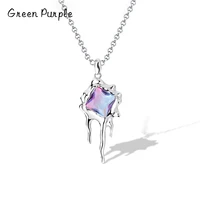 green purple new s925 sterling silver irregular lava tourmaline chain necklace for women choker vintage hyperbole fine jewelry