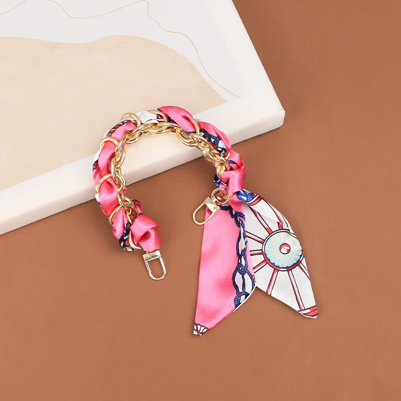 

Suitable for round cake white cosmetic bag transformation silk scarf chain strap Short metal chain accessories