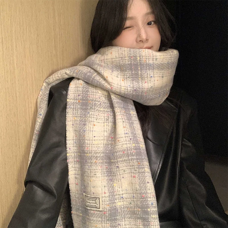 Имитация кашемира женский шарф зимний консервативный стиль винтажный клетчатый