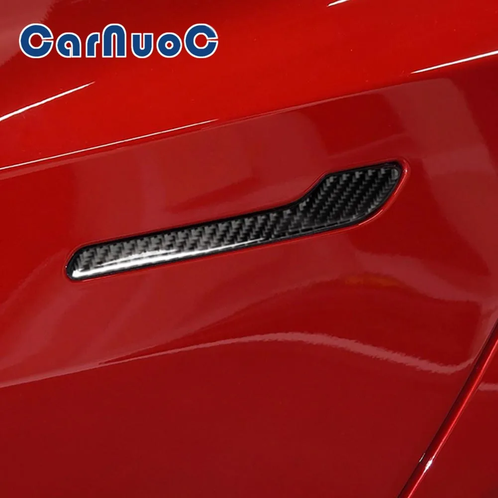 

For Tesla Model 3 Or Y Series Car Stickers Door Handle Decorative Strip Interior Moulding Carbon Fiber Fit 2017-2022 Accessories