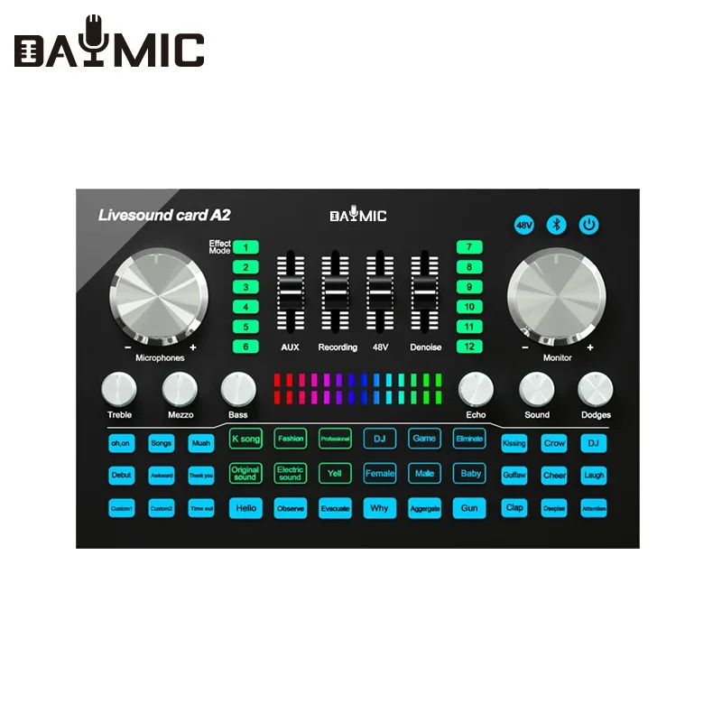 DAYMIC Профессиональный конденсаторный микрофон 48 В с аудиоинтерфейсом для вещания