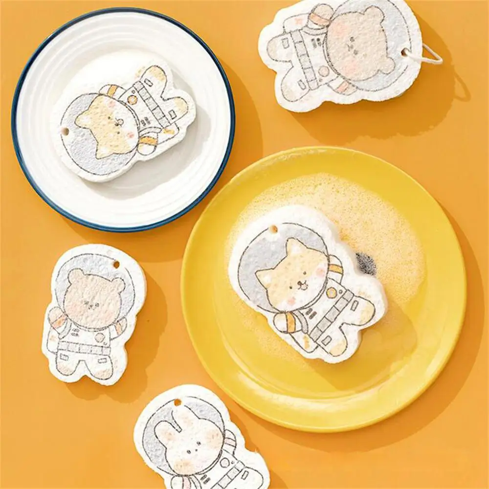 

Convenient Storage Cleaning Supplies Cartoon Wood Pulp Cotton Bring Your Own Lanyard Cleaning Brush Swelling In Case Of Water