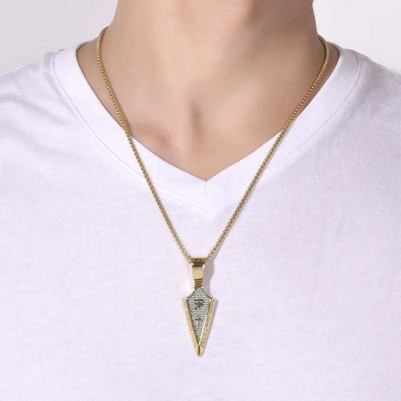 Фото Подвески Horus Eye Anka Cross Spearhead из нержавеющей стали для мужчин и женщин, элитные персонализированные модные ожерелья, ювелирные изделия №3