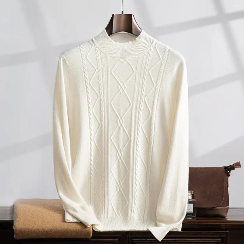 Ромбовидная осенне-зимняя новинка 100% кашемировая мужская полуводолазка