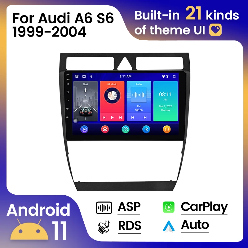 

Car Radio For radio audi a6 c6 C5 1997-2004 S6 1999-2004 RS6 2002-2006 Multimedia Video Player Navigation GPS Carplay+Auto wifi