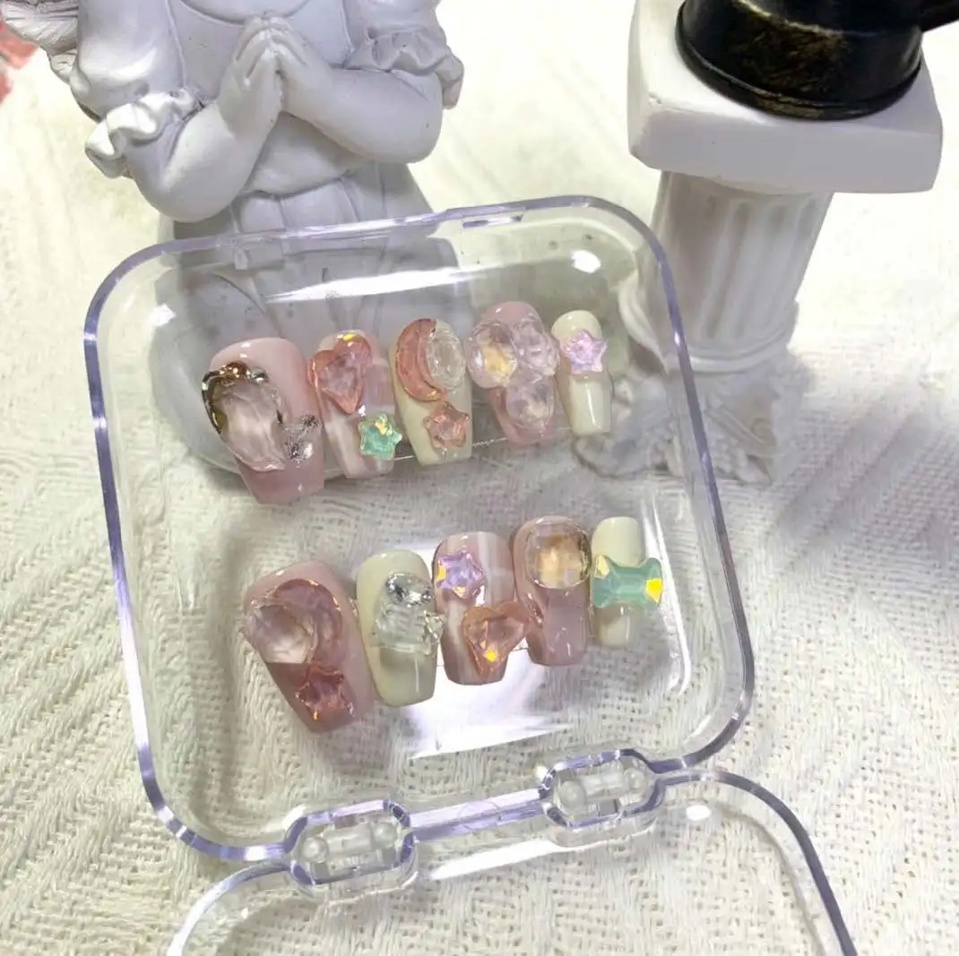 

Ice transparent three-dimensional sticking drill Ballet Nails