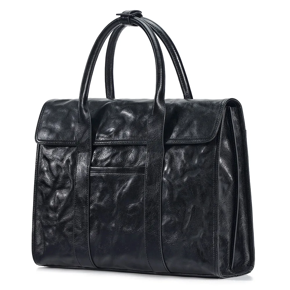 New Leather Men's Briefcase British Business Computer Bag Men's Handbag Horizontal Cowhide Briefcase