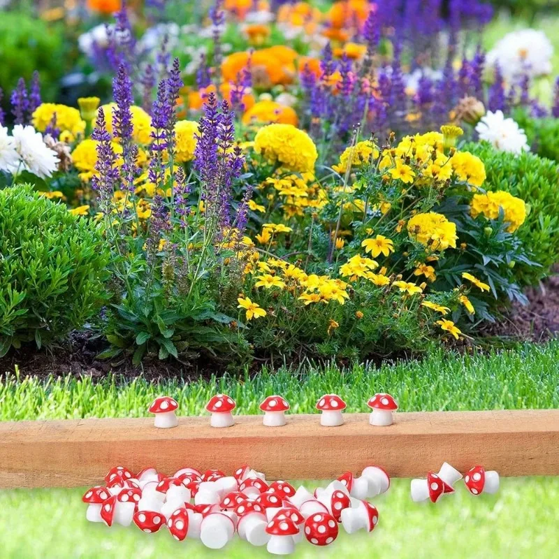 Миниатюрные полимерные грибы для украшения микро-сада 50 шт