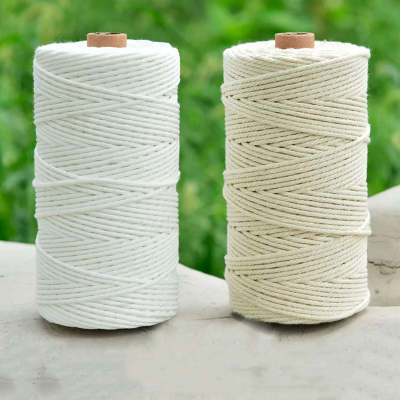 Хлопковая веревка 1-6 мм, скрученные хлопковые шнуры, белая веревка для макраме, веревка для искусственных элементов «сделай сам»