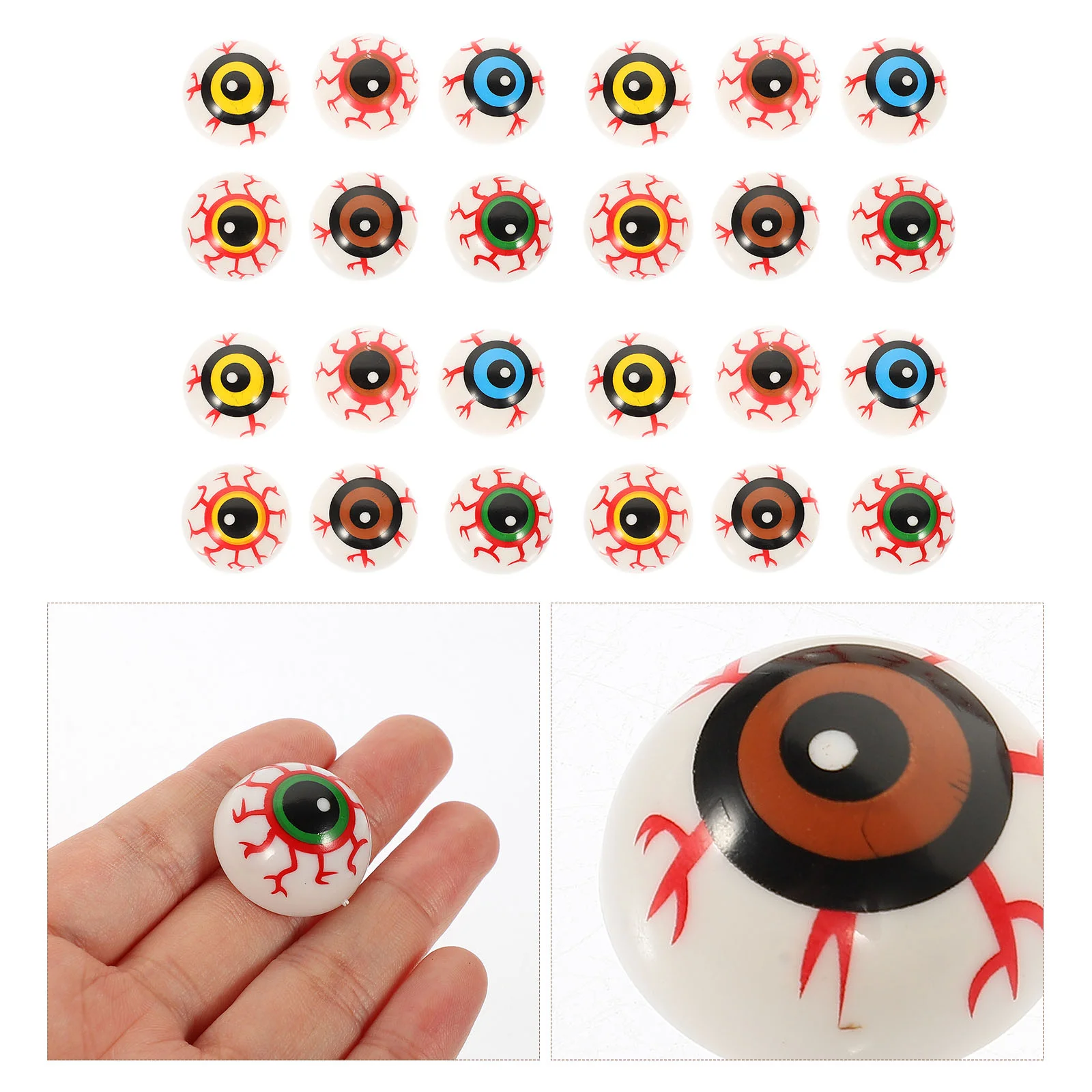 

24 Pcs Halloween Eyeballs Colorful Party Prop Masquerade Decorations Gift Plastic Makeup