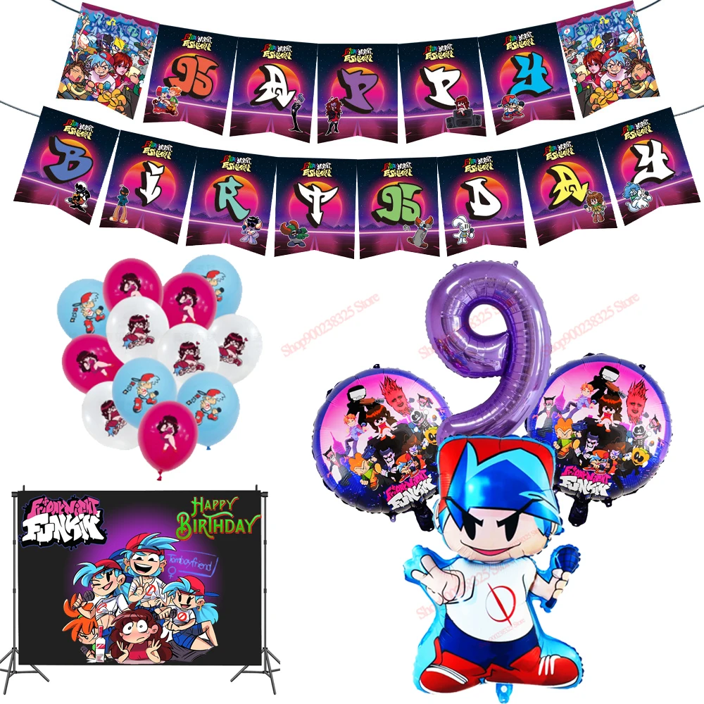 Пятничная ночь Funkin фольга раньше FNF бойфренд хип-хоп День рождения воздушный шар украшения для вечеринки фон поставки Baby Shower