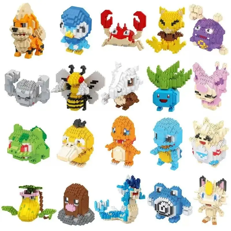 Pokémon Kleine Pellet Bouwstenen Pikachu Psyduck Charmander Bulbasaur Squirtle Puzzels Breelgoed Modellen Ornamenten Geschenken
