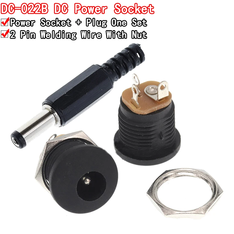 10 шт. DC-022 5 5-2 1/5 5x2 1 мм розетка постоянного тока/разъем тока для монтажа на панели