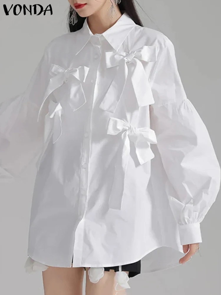Элегантные рубашки модные топы с длинными рукавами VONDA женские повседневные